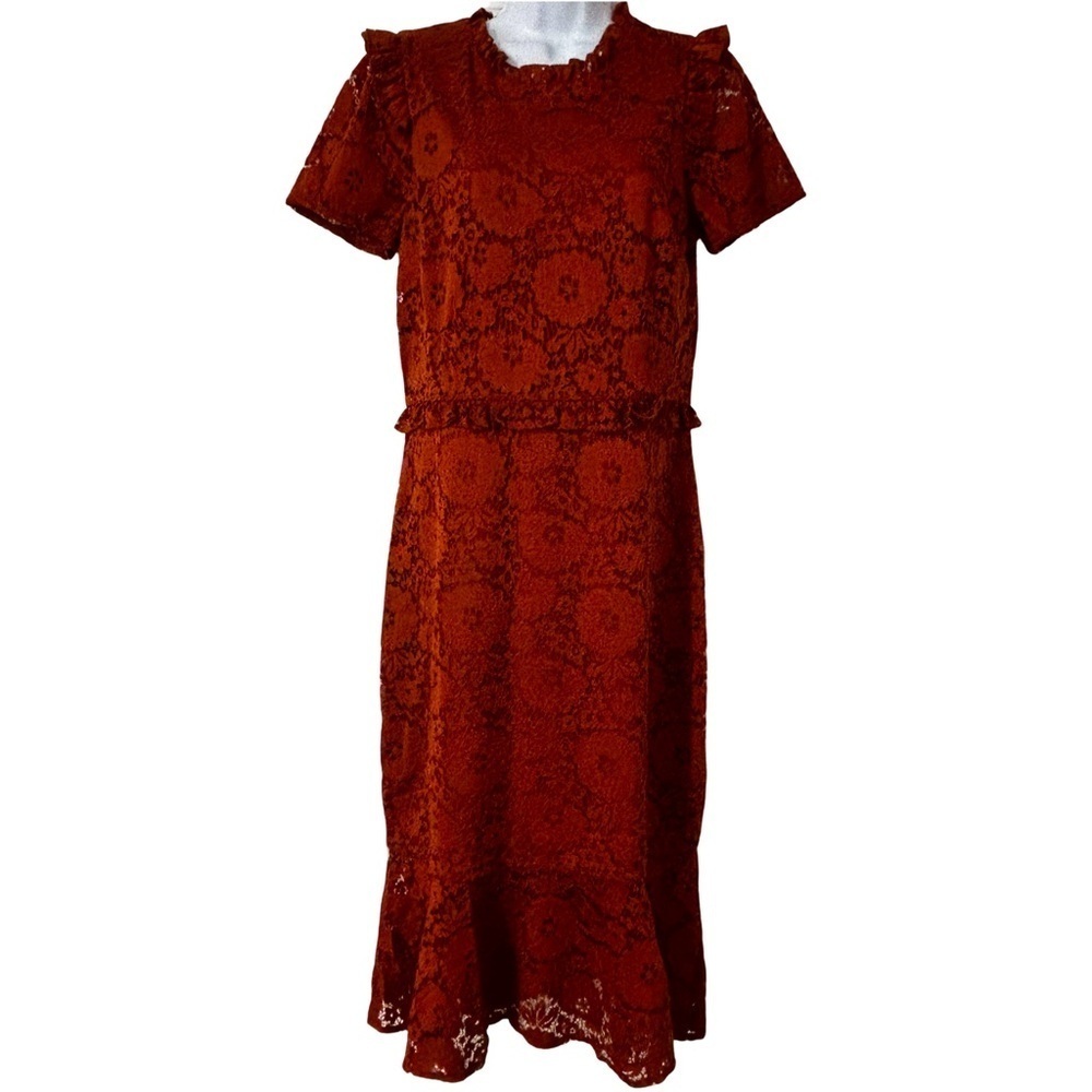 Ali & Jay Los Angeles lace ruffle stretch midi dress Large